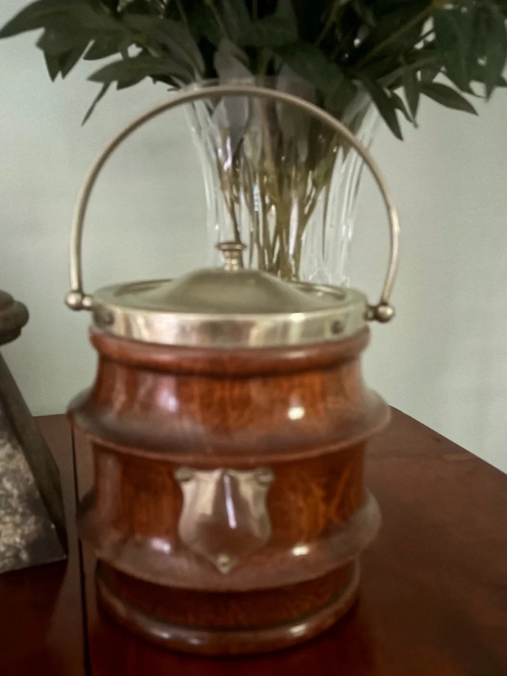 Antique English Wooden Biscuit Barrel from the Early 1900’s